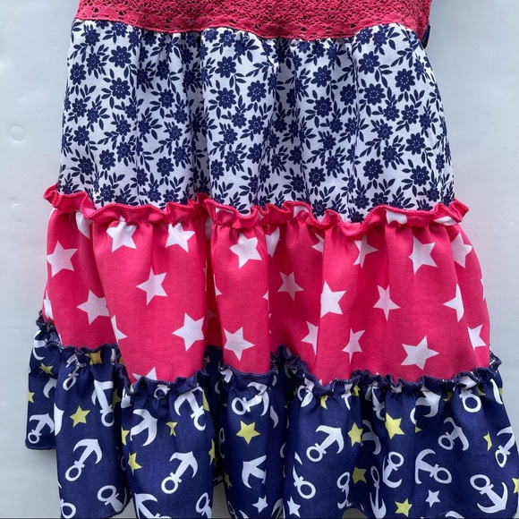 Nautical Tiered Ruffles Dress Pinky Of Los Angeles - Size 4 - Picture 3 of 5